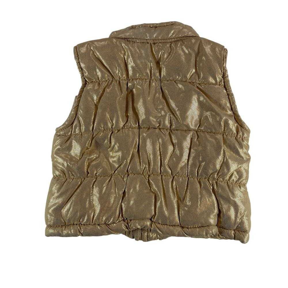 Healthtex Baby 12M Gold Metallic Puffer Vest Shiny Zip Toddler Coat - Picture 2 of 6